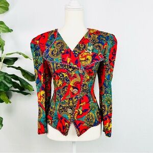 Vintage Jessica Howard  Baroque Bright Red Elegant blazer Jacket
